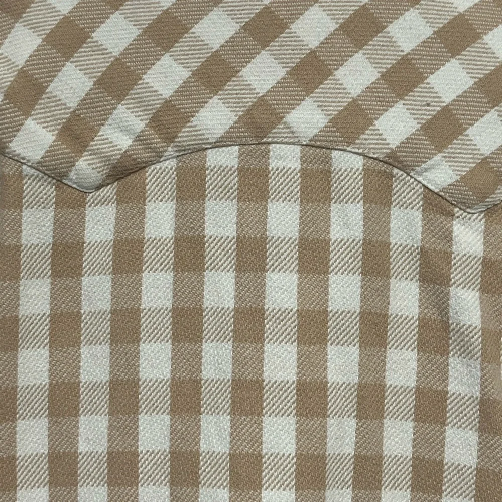 J. Crew Tan Checkered Pearl Snap Cotton Women's Button Down Shacket Shirt